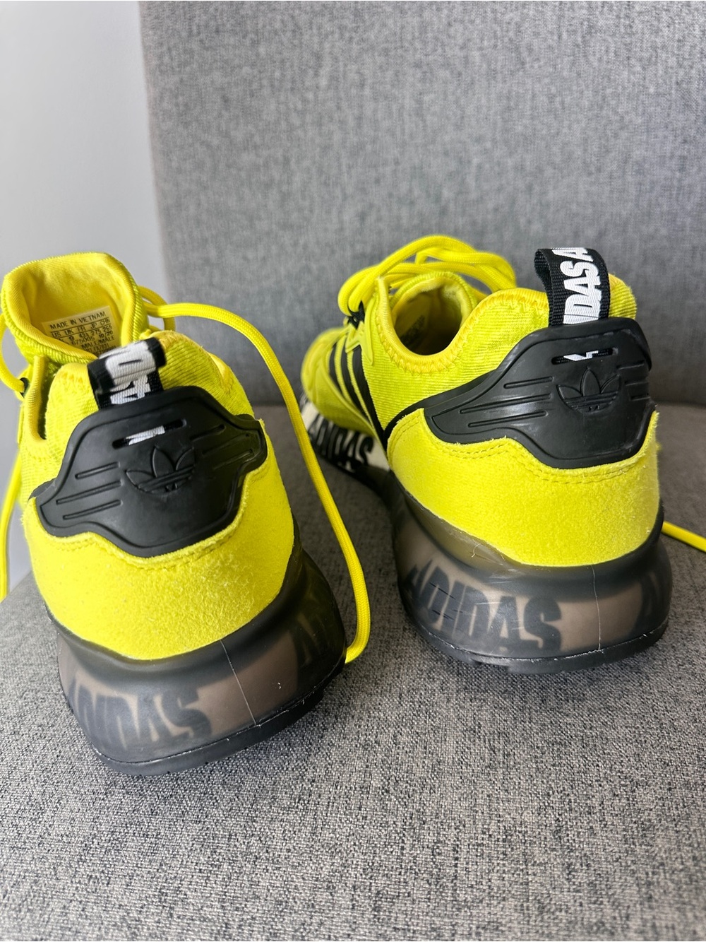 Men adidas Originals ZX 2K Boost Solar Yellow Black Graphic Print Sneakers 9 ½ - Picture 10 of 15